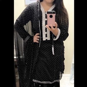Black Silk Shalwar Kameez with silver embellish